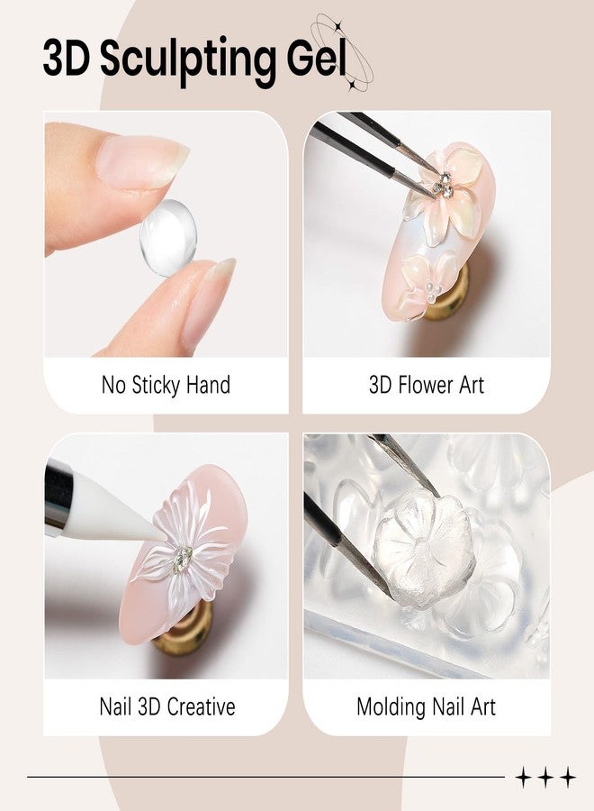 سوبوي جل SUPWEE ثلاثي الأبعاد لفن الأظافر، جل صلب شفاف للنحت غير لزج للأظافر، مناسب للنحت والبناء والتطويل، مع قلم فن الأظافر، مناسب للاستخدام المنزلي. - Image 3